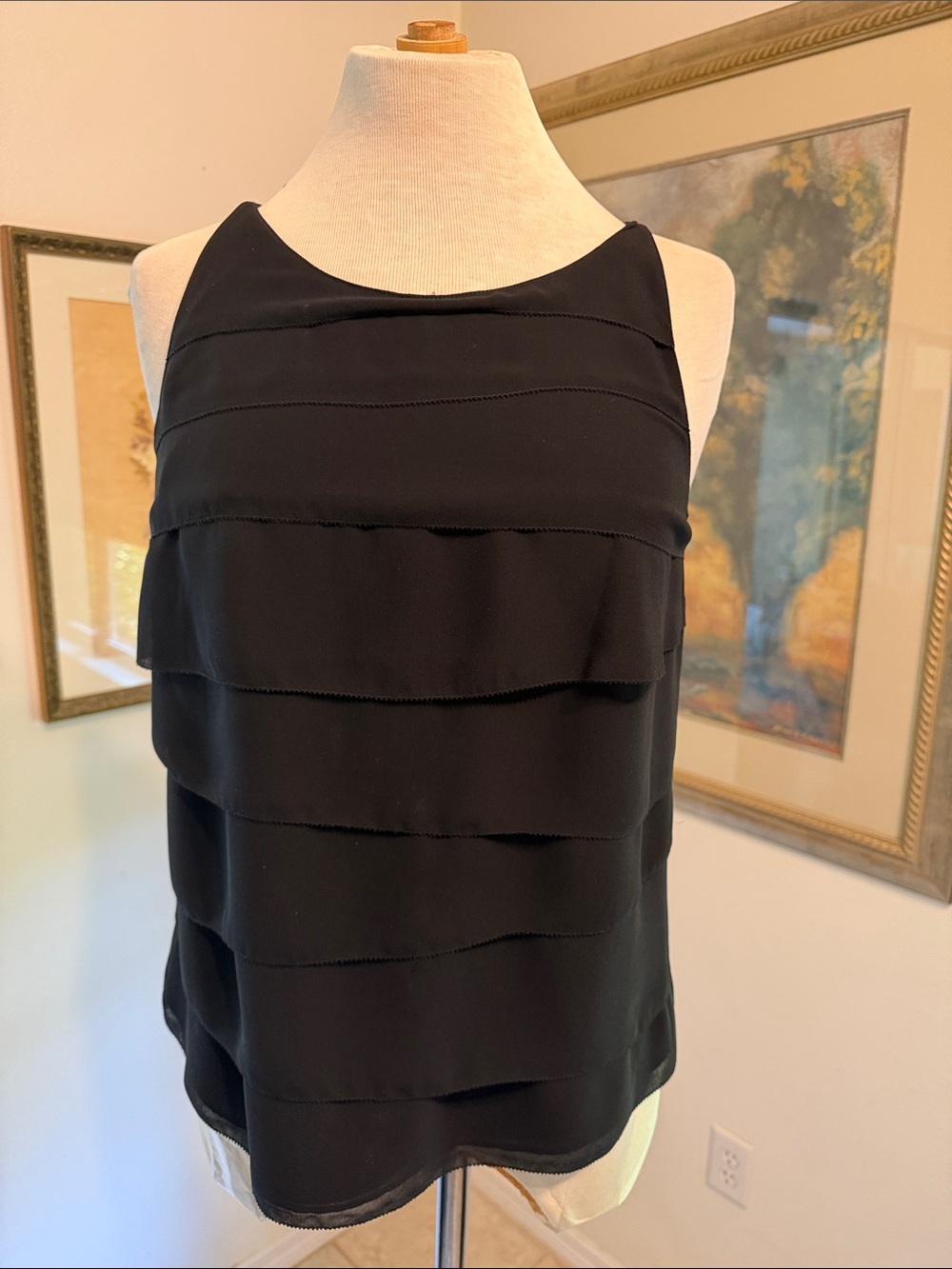 NWT Banana Republic Black Layered/Tiered Sleeveless Women's Top Size 6 - Picture 3 of 10